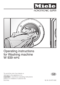 Manual Miele W 939 WPS Washing Machine