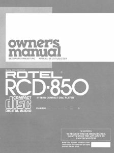Manual Rotel RCD-850 CD Player