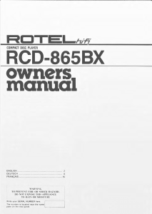 Manual Rotel RCD-865BX CD Player