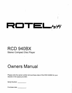 Manual Rotel RCD-940BX CD Player