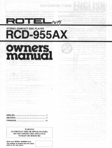 Manual Rotel RCD-955AX CD Player