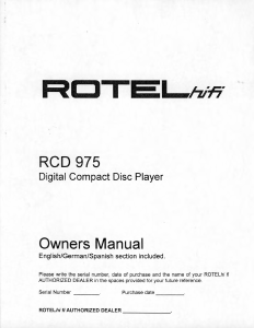 Manual Rotel RCD-975 CD Player