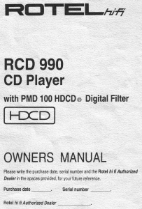 Manual Rotel RCD-990 CD Player