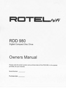 Manual Rotel RDD-980 CD Player