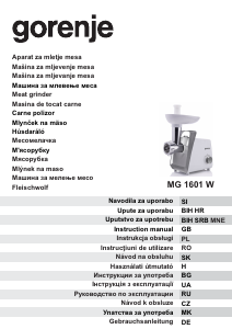 Priručnik Gorenje MG1601W Stroj za mljevenje mesa
