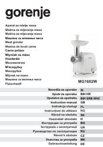 Руководство Gorenje MG1602W Мясорубка