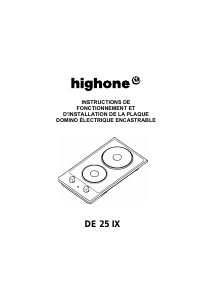 Mode d’emploi High One DE 25 IX Table de cuisson