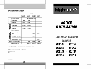 Mode d’emploi High One HD 31 EB Table de cuisson