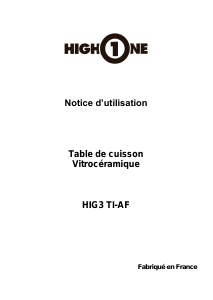 Mode d’emploi High One HIG 3TI-AF Table de cuisson