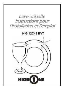 Mode d’emploi High One HIG 12C49 BVT Lave-vaisselle