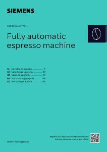 Priročnik Siemens TP513R09 Espresso kavni aparat