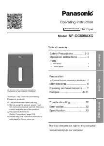 Manual Panasonic NF-CC600AXC Deep Fryer