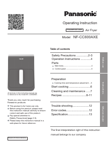 Manual de uso Panasonic NF-CC600AXE Freidora