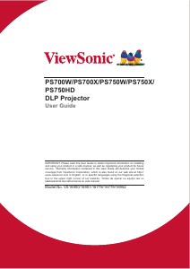Handleiding ViewSonic PS750HD Beamer