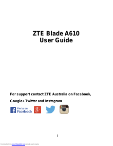 Manual ZTE Blade A610 Mobile Phone