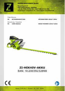 Manual Zipper ZI-HEK40V-AKKU Hedgecutter