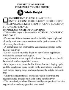 Manual White Knight C72AW Dryer