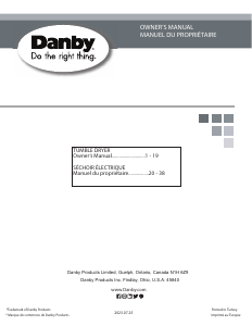 Mode d’emploi Danby DDY040D1DSDB Sèche-linge