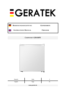 Manual Geratek Campanet GB4100 Freezer