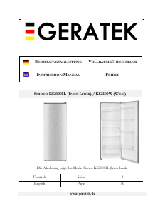 Manual Geratek Siroco KS2100W Refrigerator