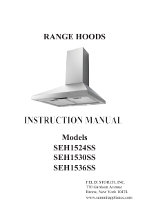 Manual Summit SEH1524SS Cooker Hood