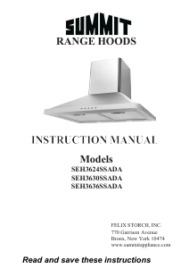 Manual Summit SEH1530SSADA Cooker Hood