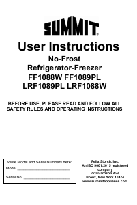 Manual Summit LRF1088W Fridge-Freezer