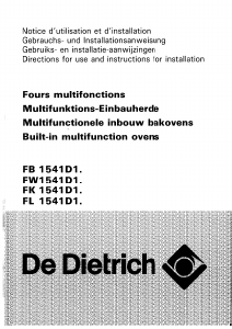 Bedienungsanleitung De Dietrich FK1541D11 Backofen