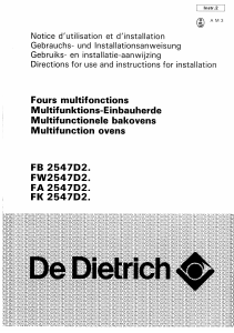 Bedienungsanleitung De Dietrich FK2547D21 Backofen