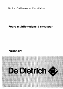 Mode d’emploi De Dietrich FK3334F11 Four