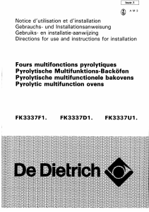 Bedienungsanleitung De Dietrich FK3337D12 Backofen