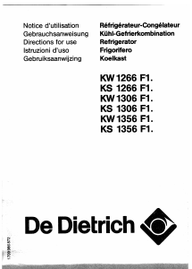 Bedienungsanleitung De Dietrich KW1356F12 Kühl-gefrierkombination