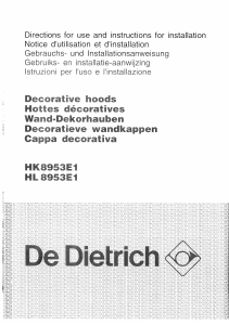 Mode d’emploi De Dietrich HL8953E1 Hotte aspirante
