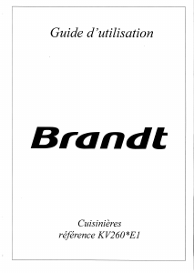 Mode d’emploi Brandt KV260WE1 Cuisinière