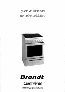 Mode d’emploi Brandt KV350WE1 Cuisinière