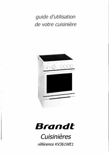 Mode d’emploi Brandt KV361WE1 Cuisinière