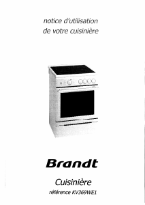 Mode d’emploi Brandt KV369WE1 Cuisinière