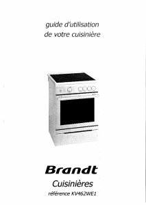Mode d’emploi Brandt KV462WE1 Cuisinière