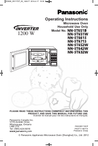 Mode d’emploi Panasonic NN-ST661S Micro-onde