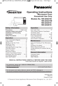 Manual de uso Panasonic NN-SA631B Microondas