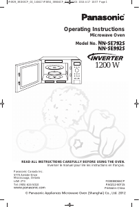 Manual Panasonic NN-SE992S Microwave