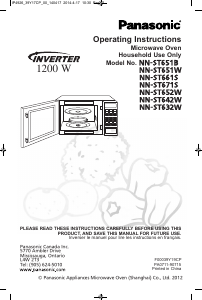 Manual Panasonic NN-ST642W Microwave