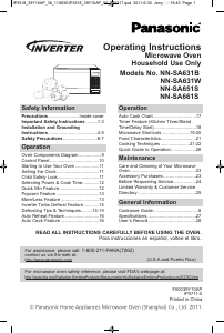 Manual de uso Panasonic NN-SA631W Microondas