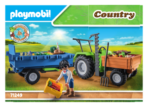 Manual Playmobil set 71249 Country Harvester tractor with trailer
