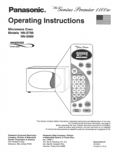 Manual Panasonic NN-S989 Microwave