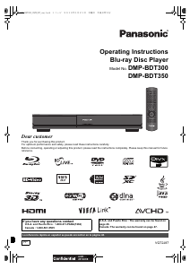 Manual Panasonic DMP-BDT350 Blu-ray Player