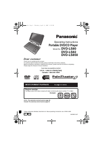 Manual Panasonic DVD-LS850 DVD Player