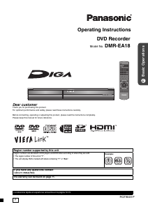 Manual Panasonic DMR-EA18 DVD Player