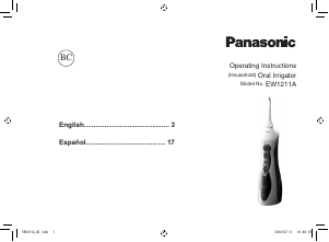 Manual Panasonic EW-1211A Flosser