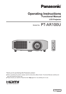 Manual Panasonic PT-AR100U Projector